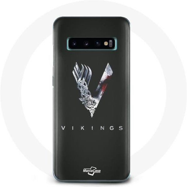 Funda Para Samsung Galaxy S10 Vikingos Serie Temporada 6 Logo V Espada Gris Fondo Negro-image