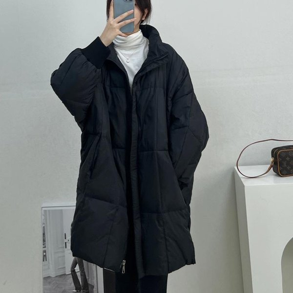 Nueva Chaqueta Acolchada De PlumóN Para Mujer Invierno VersióN Coreana Chaqueta Acolchada Mediana Y Larga Abrigo Suelto S Negro-image