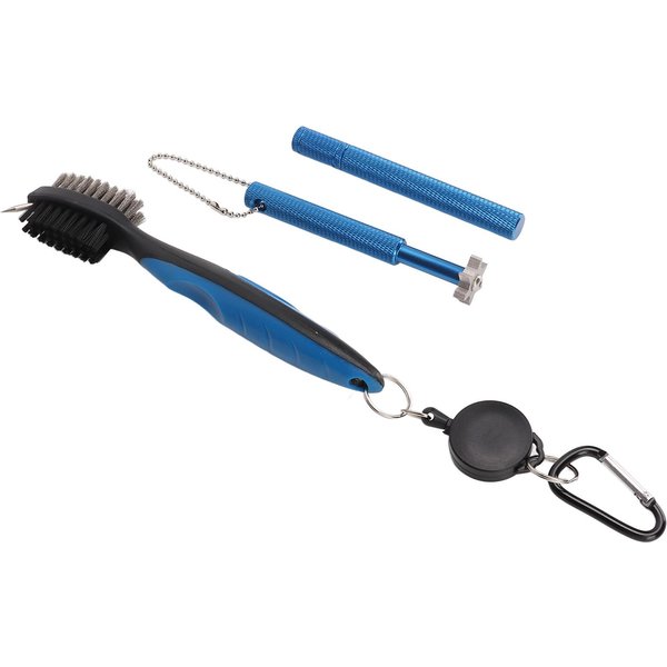 Kit De Limpieza De Palos De Golf Cepillo RetráCtil Limpiador De Ranuras Limpiador De Extremos De Palos PláStico Duradero Acero Golf Blue-image