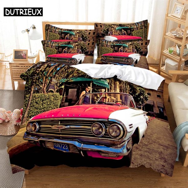 PośCiel Samochodowa 3-CzęśCiowa Druk Cyfrowy KreskóWka Tkana GłAdko RzemiosłO Dla Ameryki PółNocnej I Europy Zestaw PośCieli Queen 150X200Cm 3Pcs&Set-image