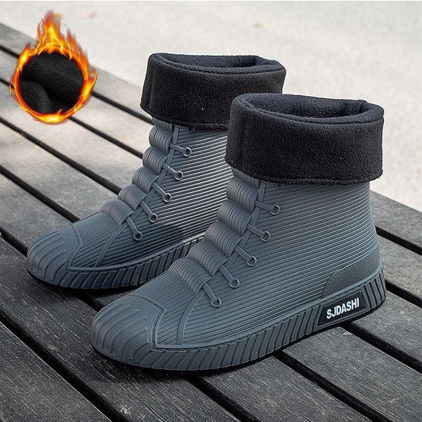 Modne MęSkie Kalosze Gumowe Gumboots Slip On PołOwy łYdki Wodoodporne Buty Robocze Komfortowe Czerwone AntypośLizgowe Buty WęDkarskie Dla MężCzyzn 45 Black-image