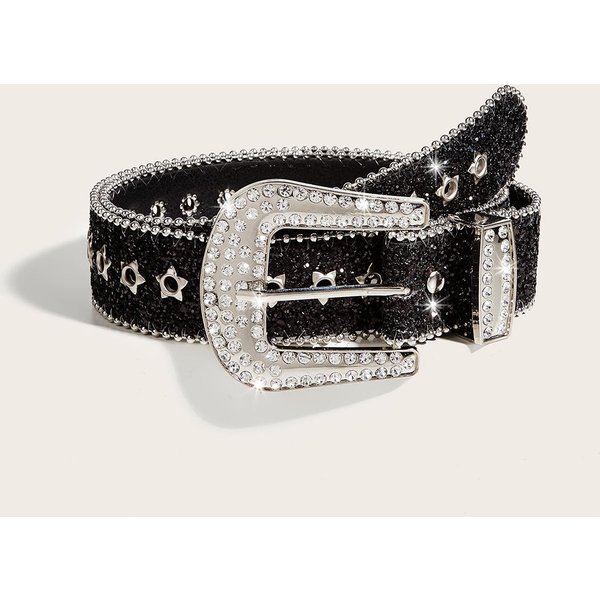 CinturóN Ancho De Mujer Con PedreríA – DiseñO De Lentejuelas Moda Europea Y Americana Cintura Black-image