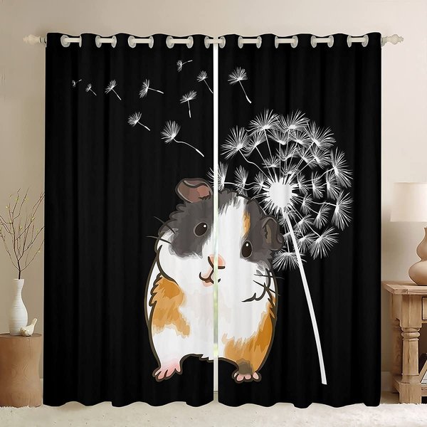 ZasłOny Okienne Z Motywem śWinki Morskiej Do Sypialni, Salonu, Urocze ZwierzęCe Dekoracje Okienne, Kolorowe TłO, ZasłOny Okienne 2 Sztuki W55 X H120Cm X 2&Grommet Top-image
