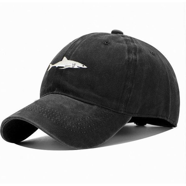 Gorras De BéIsbol Unisex Bordadas De TiburóN Lavables Primavera Y OtoñO Ajustables Para Exteriores Casuales Gorra Protectora Solar Gorra Deportiva Adjustable Black-image