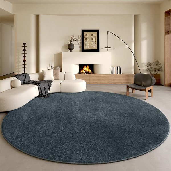 Minimalistyczny Styl Dekoracja Sypialni OkrąGłY Dywan Gruba Pluszowa Mata Do Przedpokoju Jednokolorowe Dywany Do Salonu Puszysty MięKki Dywanik 80X80Cm-image