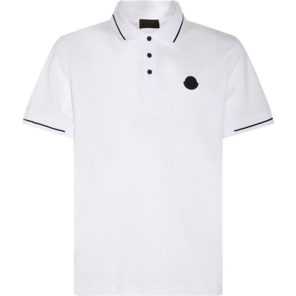 Camiseta Polo De Manga Corta Con Cierre De Botones Y Parche Con Logo Moncler Para Hombre Tops Blanco J10918A0000189A16001 XXL-image
