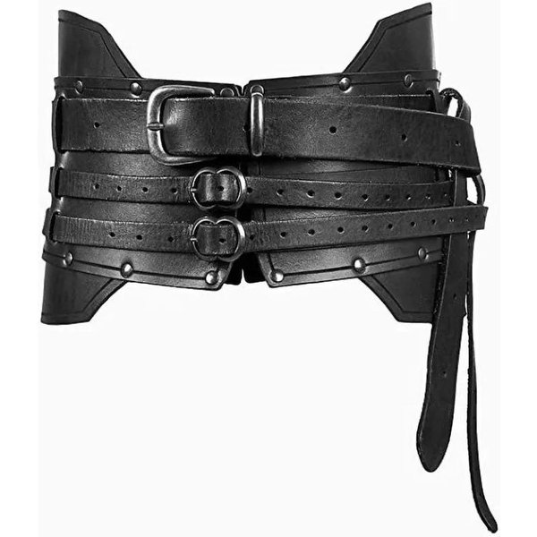 Corsé Renacentista Medieval CinturóN Ancho Armadura Guerrero Caballero Vikingo CinturóN Steampunk Pirata Larp Cosplay Disfraz Para Mujeres Hombres One Size Gray-image