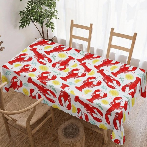 Mantel Rectangular Con Estampado De Langosta Para DecoracióN De Mesa Cocina Comedor Patio Impermeable Reutilizable Manteles Para Mesa Boda Fiesta 100X160Cm-image