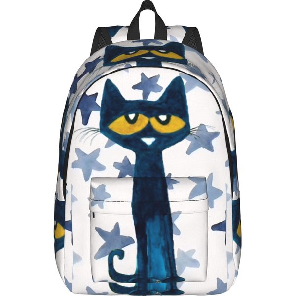 Mochila De Dibujos Animados Pete El Gato Para Hombres Mujeres Moda Estudiante Mochila De Trabajo Bolsas De Lona Para La Universidad Regalo M-image