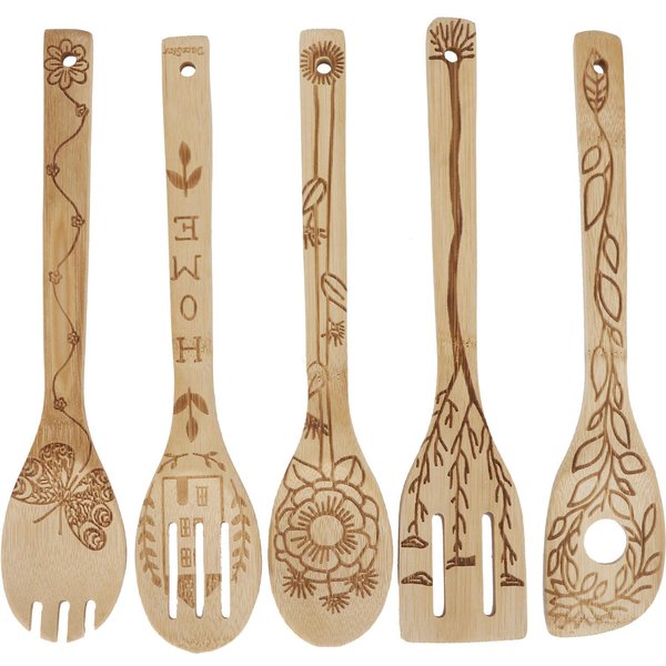 Juego De 5 Palas, EspáTulas Y Cucharas De Bambú Para Tallar, Utensilios De Cocina, Suministros De Cocina-image