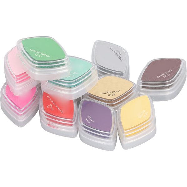 Tinta Para Estampar Manualidades 12 Colores Perlado Soluble En Agua Huella Dactilar Manualidades Almohadilla De Tinta Beige-image