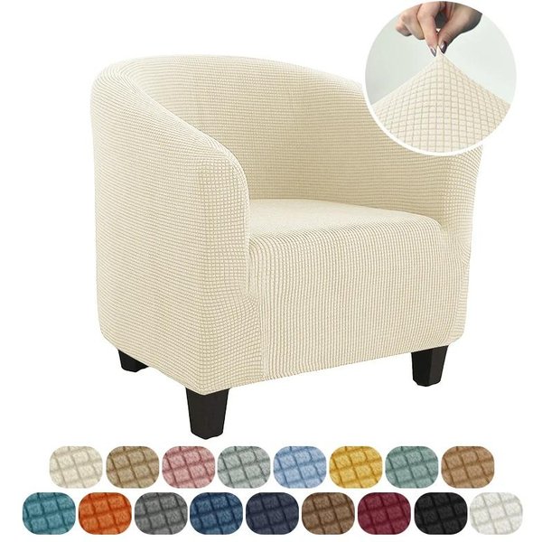 Funda EláStica Para SillóN Redondo De Forro Polar Polar, Fundas EláSticas Para Sofá Individual Tipo Club, Fundas EláSticas De Spandex Para SillóN Para Sala De Estar, Bar, Hogar El Beige-image