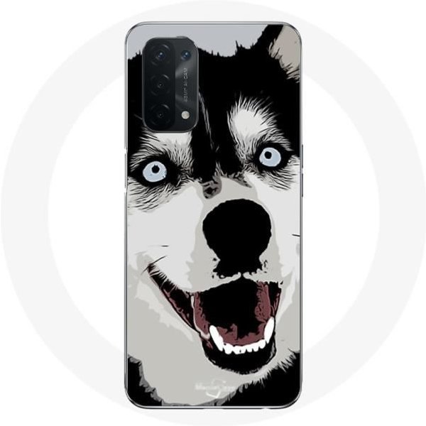 Funda Para Oppo A74 5G - Maniacase - Husky Siberiano - Flexible - Blanco - Azul Azul-image