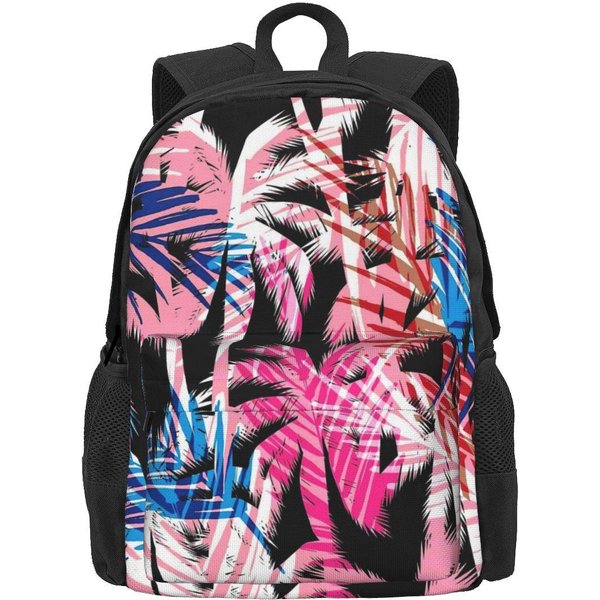 Plecak Neonowe Palmy Nadruk RośLinny Damski Poliestrowy Plecaki Sportowe DużE Kawaii Plecaki Do SzkołY Rucksack 36X32X10Cm-image