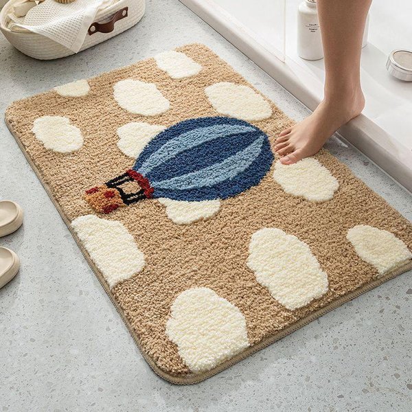 Alfombra Absorbente Para BañO Felpudo Para Puerta De BañO Dibujos Animados Lindos Alfombra DoméStica Antideslizante Felpudo 40 * 60Cm Gray-image