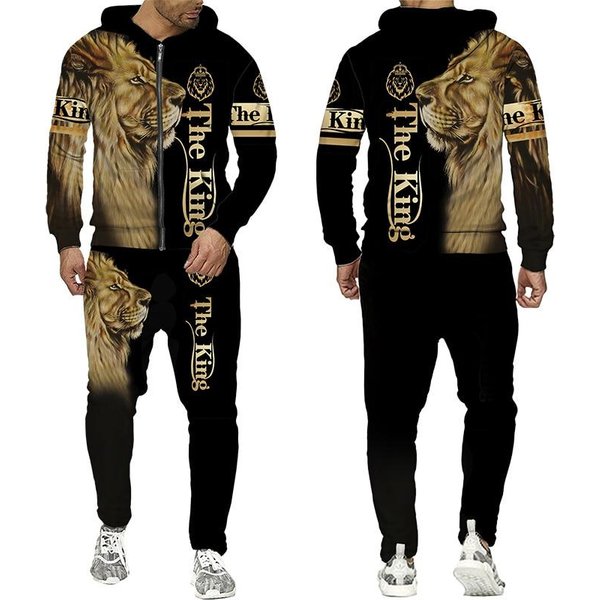 Nowa Moda MęSka Dres Zestaw Bluza Z Kapturem Na Zamek Codzienny Nadruk Graficzna Bluza Sportowa Z Kapturem Odzież Designerska Topy Tees Streetwear S-image