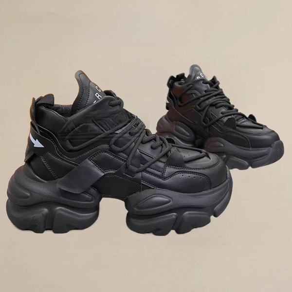 Zapatos De Papá Mujer Cuero Primavera Nuevos VersáTiles Suela Gruesa Aumentan Altura Casual Deportivos Zapatos De Baile Mujer 37-image