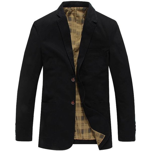 Chaqueta De Cuello De Traje Para Hombre De Primavera Y OtoñO, Chaqueta Informal De Negocios De AlgodóN, Abrigo Fino Para Hombre 4XL Black-image