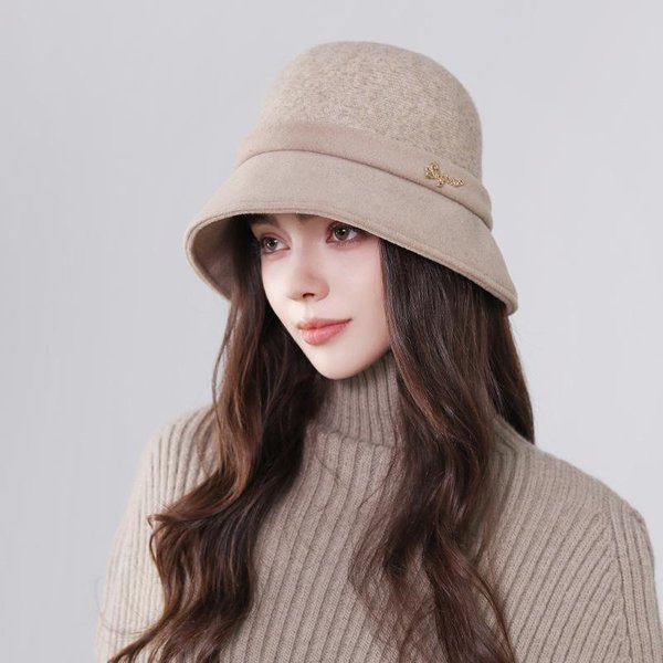 Sombrero De Lana Estilo Hepburn Para Mujer En OtoñO E Invierno Sombrero De Pescador CáLido De Invierno Estilo Retro FrancéS PequeñO Aroma Celebridad Temperamento One Size Gray-image
