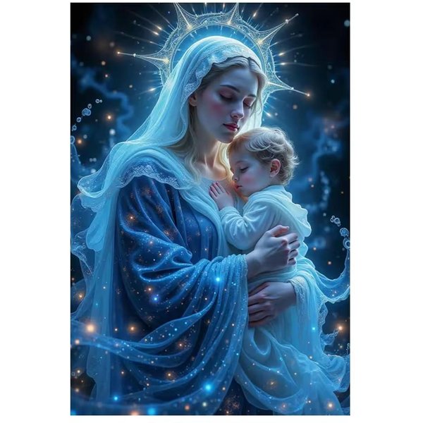 5D Diamentowy Obraz Artystyczny DIY Matka BożA DzieciąTko Modlitwa Haft Diamentowy Cyrkonie ŚCieg KrzyżYkowy Mozaika Dekoracja Domu Full Round 20X30Cm-image