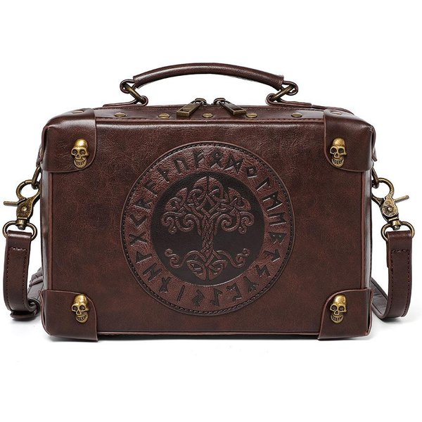 Bolso Cruzado Diagonal De Un Hombro Para Mujer Con Relieve Estilo Punk Retro Europeo Y Americano Black-image