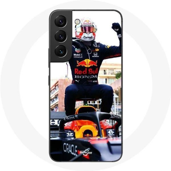 Coque Pour Samsung Galaxy S21 FE Formule 1 Max Verstappen Pilote Automobile F1 Noir Rouge Et Jaune-image