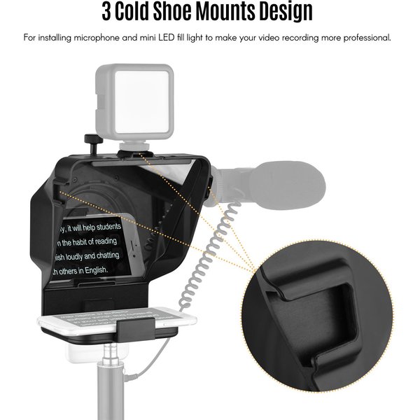 Teleprompter PortáTil Para Smartphone Con Adaptador De Soporte Para TeléFono Control Remoto Para GrabacióN De Video TransmisióN En Vivo-image