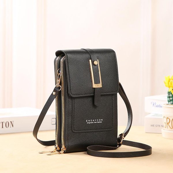 Torby Damskie MięKkie SkóRzane Portfele Z Ekranem Dotykowym Torebka Na Telefon Crossbody Torebka Na Ramię Dla Kobiet Tanie Torebki Damskie Czarny-image