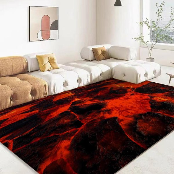 Dywan 3D Wulkaniczna Lawa Magma DużY Czerwony Dywan Do Salonu Sypialni Sofa Dekoracja Domu Mata PodłOgowa AntypośLizgowa Do Zabawy Dla Dzieci 80*120Cm-image