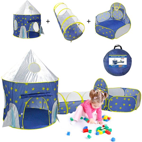 Domek Do Zabawy Dla Dzieci 3 W 1 Namiot Do Zabawy Dla Dzieci Z Tunelem Do Zabawy Z PiłEczkami Dla MałYch Dzieci ChłOpcy Do Zabawy Na śWieżYm Powietrzu 3-In-1 Set-image