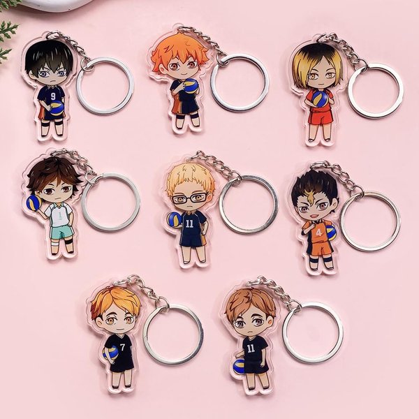 1/8 Szt. Postacie Z Anime Haikyuu Akrylowy Breloczek Do Samochodu Uroczy Wisiorek Do Plecaka Zabawne Zawieszki Do Toreb Akcesoria Dekoracja ŚWiąTeczne Prezenty 5Cm Gray-image
