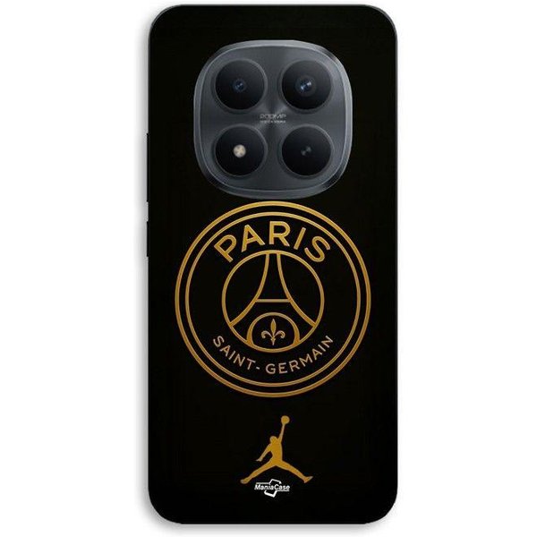 Funda Para Smartphone - Maniacase - Xiaomi Redmi Note 15 Pro Plus 5G - Negra - Silicona Tpu - Logo Psg Jordan Dorado Negro-image