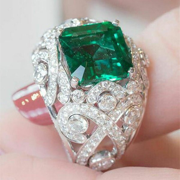 Hermosos Anillos De Boda De Circonita CúBica Verde Huitan, Accesorios Para Mujer, JoyeríA Para Aniversario O Fiesta. 7 Blue-image