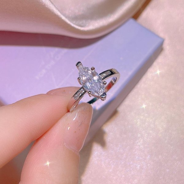 Exquisito Anillo De Circonita Para Dama Brillante Circonita Aaaa Anillo GeoméTrico JoyeríA De Fiesta Para Mujer Plata JoyeríA Nupcial De Boda Anillo 10 Gray-image