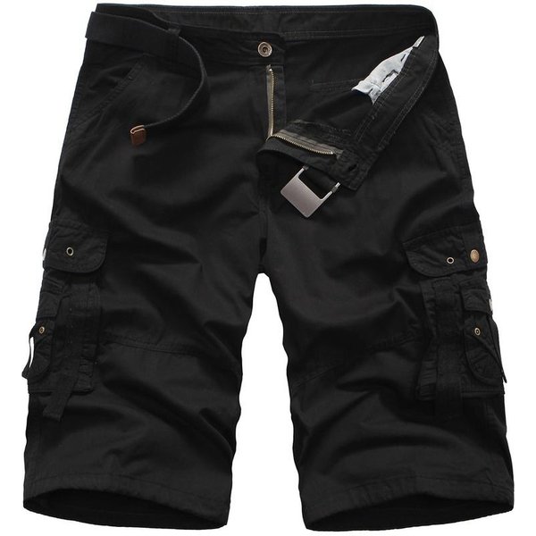 Letnie MęSkie LuźNe, DużE Rozmiary, Codzienne, KróTkie Spodnie Moro, Szorty Cargo 38 Black-image