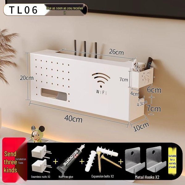 Organizador De Decodificador Y Soporte Para Router Montado En La Pared Standard White-image