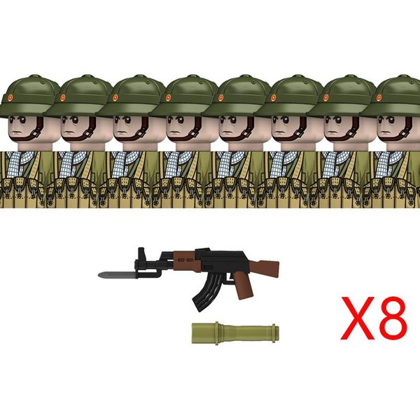 MOC II Wojna ŚWiatowa Wojna W Wietnamie ŻOłNierze Wojskowi Klocki Budowlane Wietnamscy AmerykańScy ŻOłNierze Piechoty HełMy Broń Klocki Zabawki ChłOpcy-image