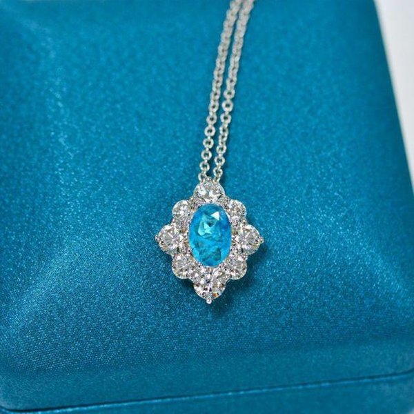 Colgante Para Mujer Plata De Ley S925 6 *9Mm Colgante De Diamantes De Alto Carbono JoyeríA Fina Al Por Mayor Colgante De Collar Para SeñOras-image