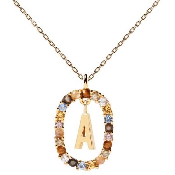 Collar Con Letras Y Circonitas CúBicas De Colores Para Mujer, Colgante Con Iniciales Del Alfabeto A-Z, JoyeríA De Tendencia-image