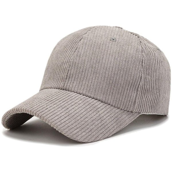 Unisex Czapka Z Daszkiem Sztruksowa Sztruksowa Regulowana Czapka Baseballowa Kapelusz PrzeciwsłOneczny MężCzyźNi Szary-image
