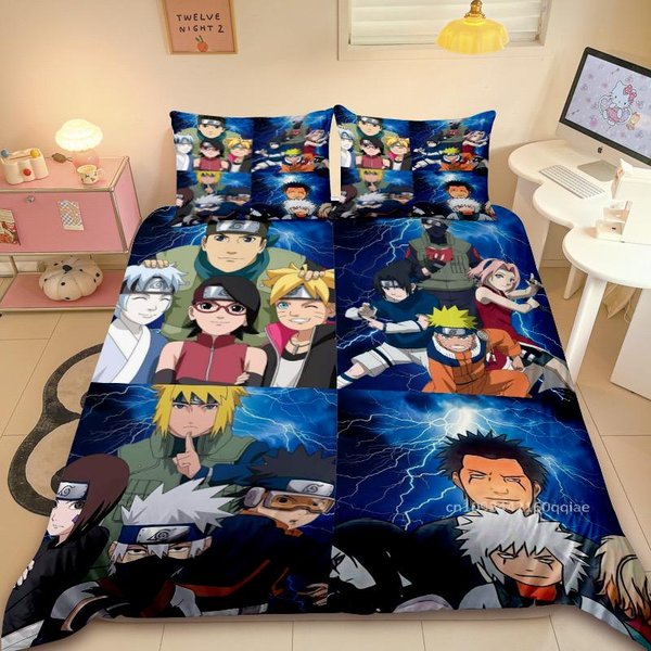 Funda NóRdica Naruto Uzumaki Naruto Dibujos Animados Anime DecoracióN HabitacióN Dormitorio Regalo Para NiñOs TamañO Cama Individual Cama Doble Personalizable EU Single 135X200Cm-image