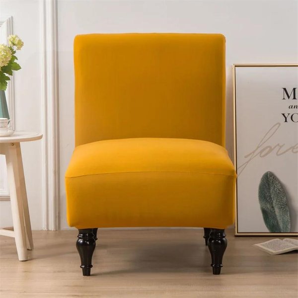 1 Pieza Funda EláStica Removible Para Silla Sin Brazos Anti-Suciedad Lavable Funda Para Asiento Color SóLido Funda Para Silla De Respaldo Corto Para Banquete Hotel Beige-image