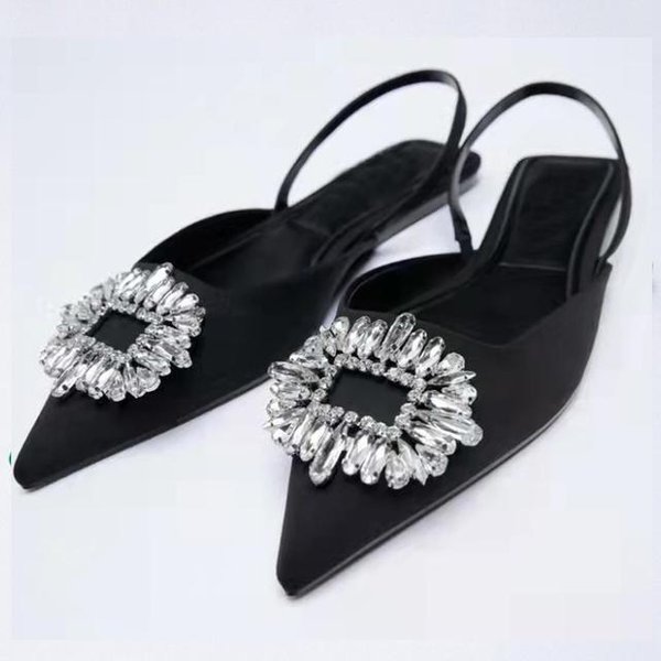 SandałY Damskie Bling Bling SandałY Letnie Buty Damskie KryształOwe Luksusowe SandałY PłAskie Chaussure Femme Obuwie Letnie Damskie 36 Black-image