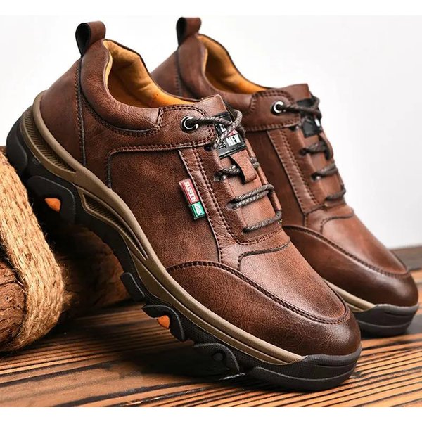 Wysokiej JakośCi MęSkie Sneakersy SkóRzane MęSkie Buty Casualowe Mokasyny OddychająCe Retro MęSkie Sportowe Buty Do Chodzenia Outdoorowe Sneakersy Do WęDróWek 42 BrąZowy-image