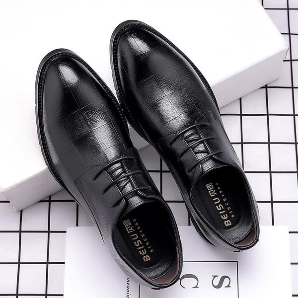 Zapatos De Cuero Para Hombre, Ropa Formal De Negocios, Zapatos Casuales De Trabajo, Zapatos De Moda, VersióN BritáNica Coreana, Zapatos De Cuero De Suela Suave Para Novios Y Bodas 45 Negro-image