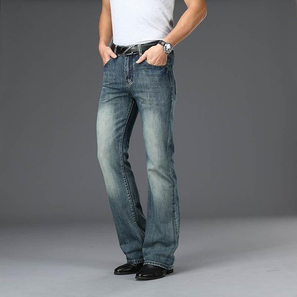Pantalones Vaqueros Acampanados Para Hombre De Negocios Casual Para Hombre Vaqueros CláSicos De Mezclilla Cintura Alta EláSticos Sueltos Acampanados Mezclilla Talla Grande 40 Gray-image