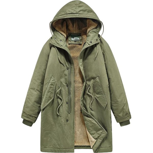 AmerykańSka Retro Parka WiatróWka M51 ŚRedniej DłUgośCi Z Kapturem PłAszcz - BawełNiany DłUgi PłAszcz Amish Dla MężCzyzn - Jesień/Zima 2XL Zielony-image