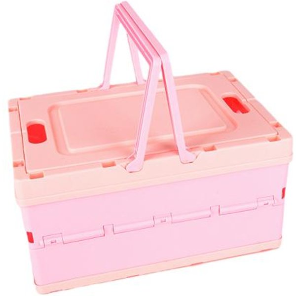 Caja De Almacenamiento Plegable Con DiseñO De Asa Y Tapa Gran Capacidad Apilable S Beige-image