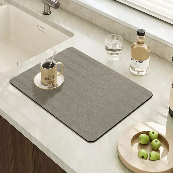 Alfombrilla Absorbente Para Cocina Alfombrilla Protectora Para Encimera Alfombrilla Absorbente De Barro Diatomeas Secado RáPido Alfombrilla Aislante TéRmico Alfombrilla Antideslizante Alfombrilla Drenante Para Lavar Platos 40*60CM-image