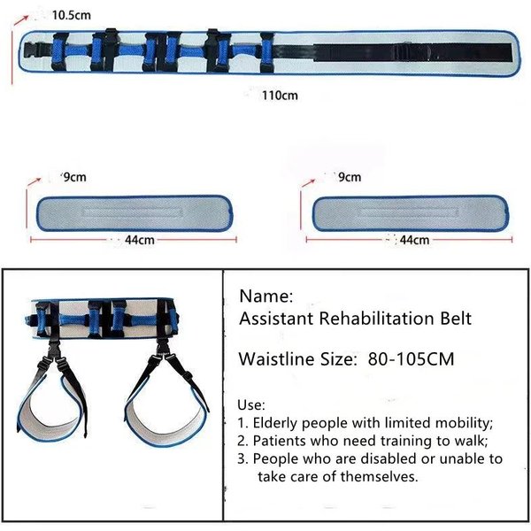 CinturóN De Transferencia De Pacientes Para Ancianos Discapacitados Soporte De ElevacióN Correa Para La Cintura Ayuda Para La Movilidad Herramienta De RehabilitacióN Para Caminar Gray-image